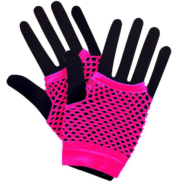 80s neon pink short fishnet gloves sunbury costumes