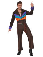 70s mens costume brown flared jumpsuit hippie guy sunbury costumes