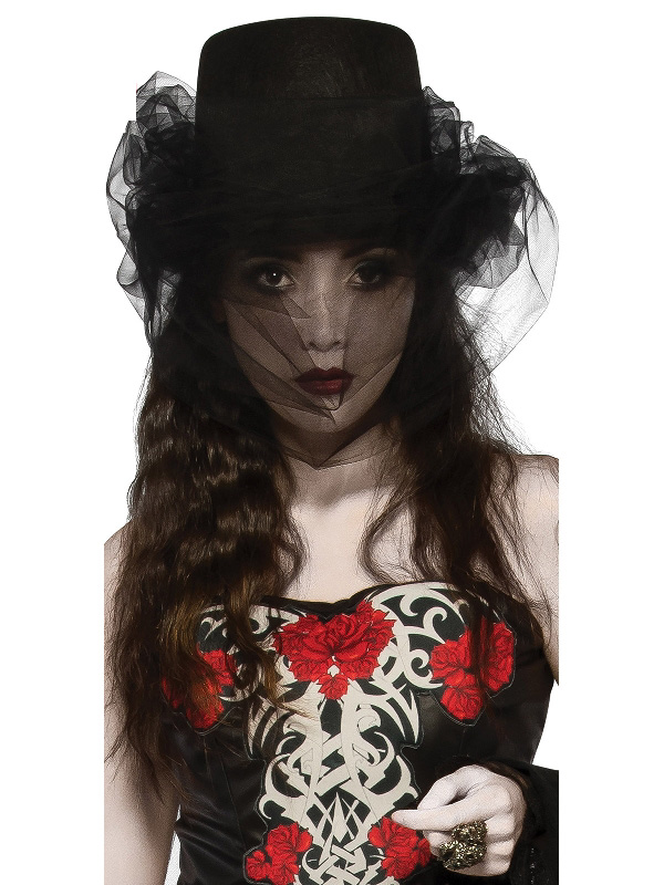 top hat black lace halloween accessories sunbury costumes
