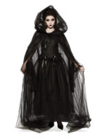 black hooded lace tulle robe cape halloween gothic sunbury costumes