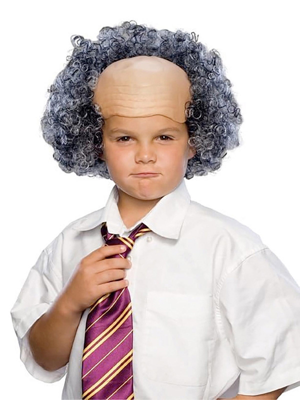 grey curly bald cap wig 100 days of prep child accessories sunbury costumes