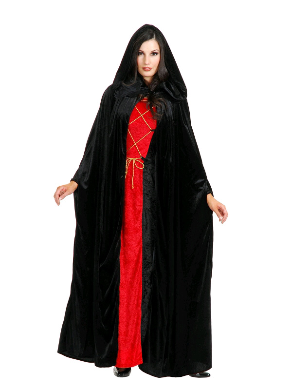 black hooded velvet cloak ladies halloween robe sunbury costumes