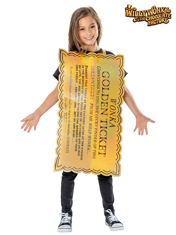 golden ticket child costume willy wonka accessories movies book week sunbury costumes