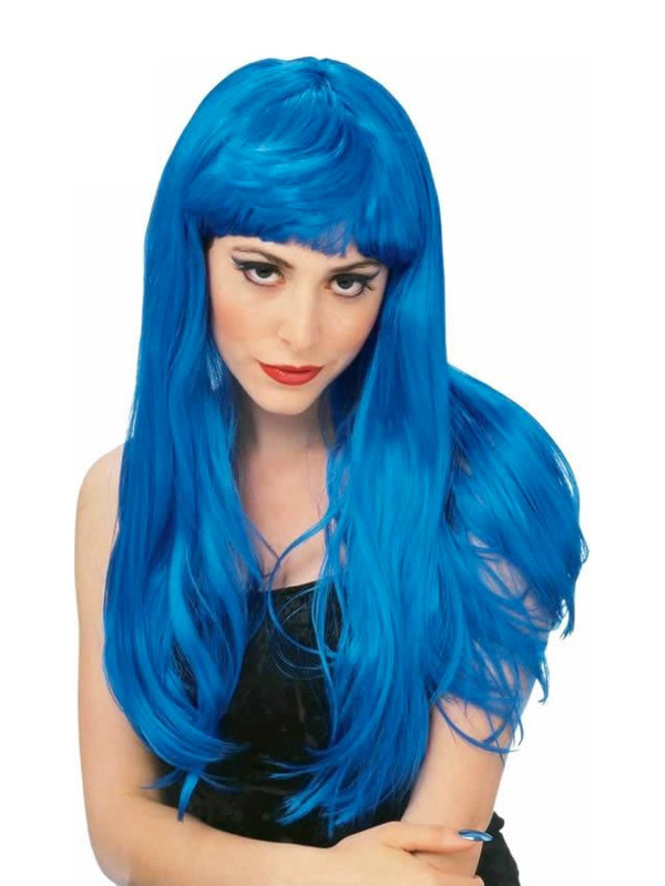 blue long straight wig fringe adult sunbury costumes