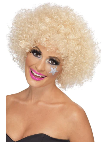 70's funky afro blonde wig kath and kim tv characters sunbury costumes