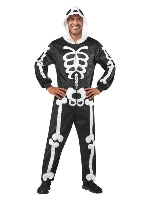skeleton adult onesie costume halloween black and white sunbury costumes