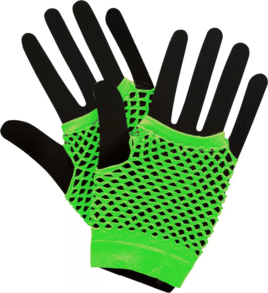 neon green 80s short fishnet gloves sunbury costumes